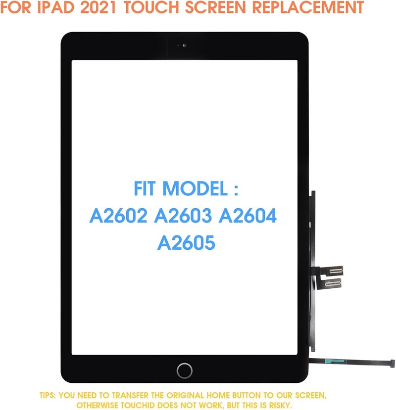 ARSSLY for iPad 9 9th Gen Screen Replacement,Touch Screen Digitizer for iPad 9th Generation 2021 A2602, A2603, A2604, A2605 10.2 inch Touchscreen Glass Kits with Home Button (Black) - Image 2